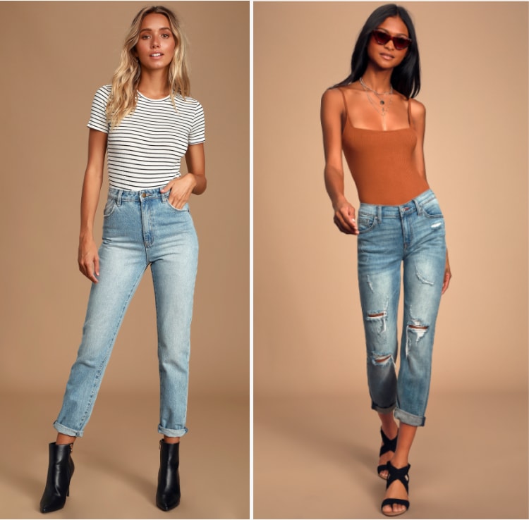black bodysuit and jeans