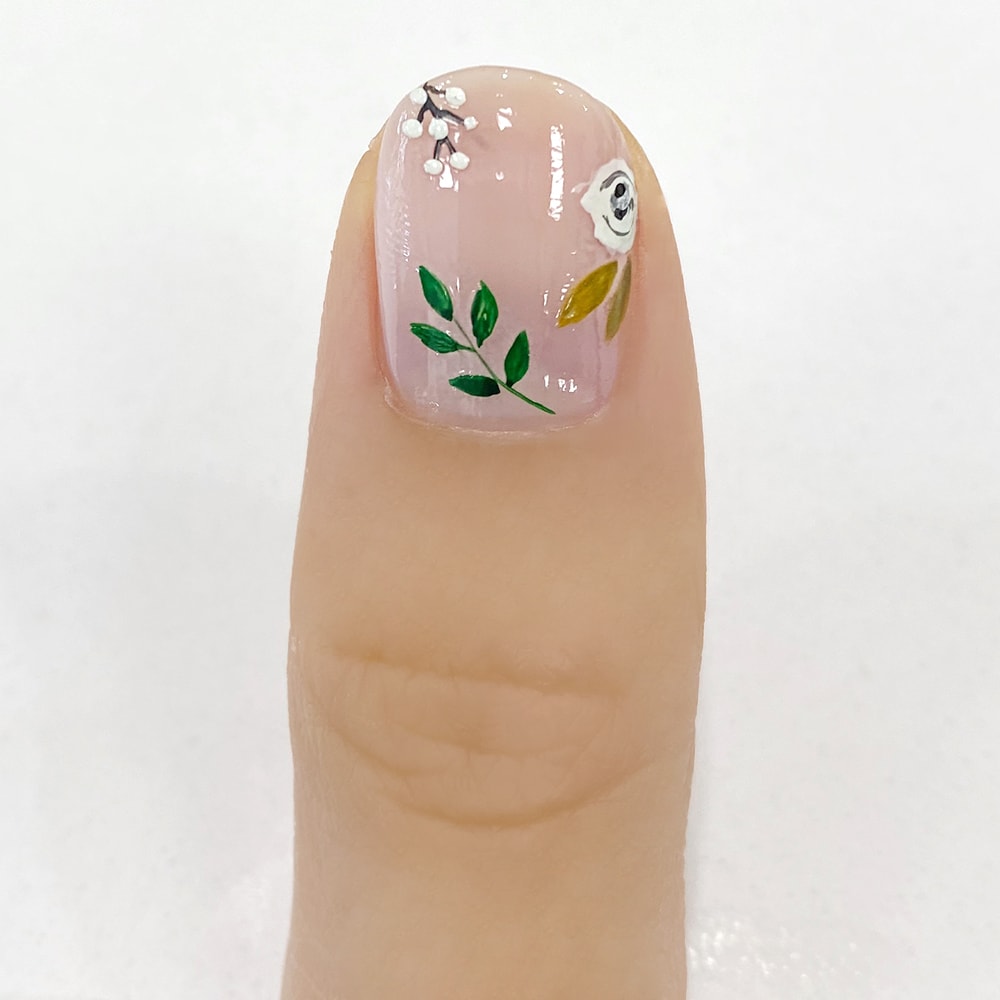 step 5 of cute fall nails in floral pattern 