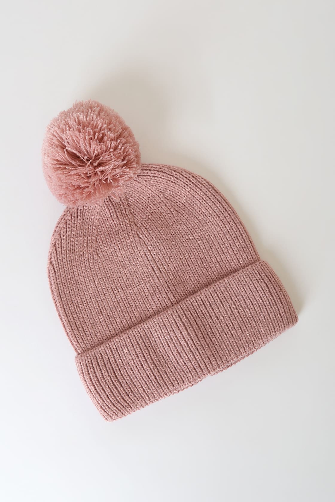 pink pom pom beanie hat