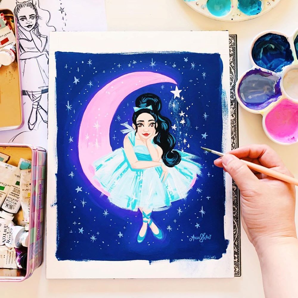inspirational women: illustrator ann shen paints a woman on the moon