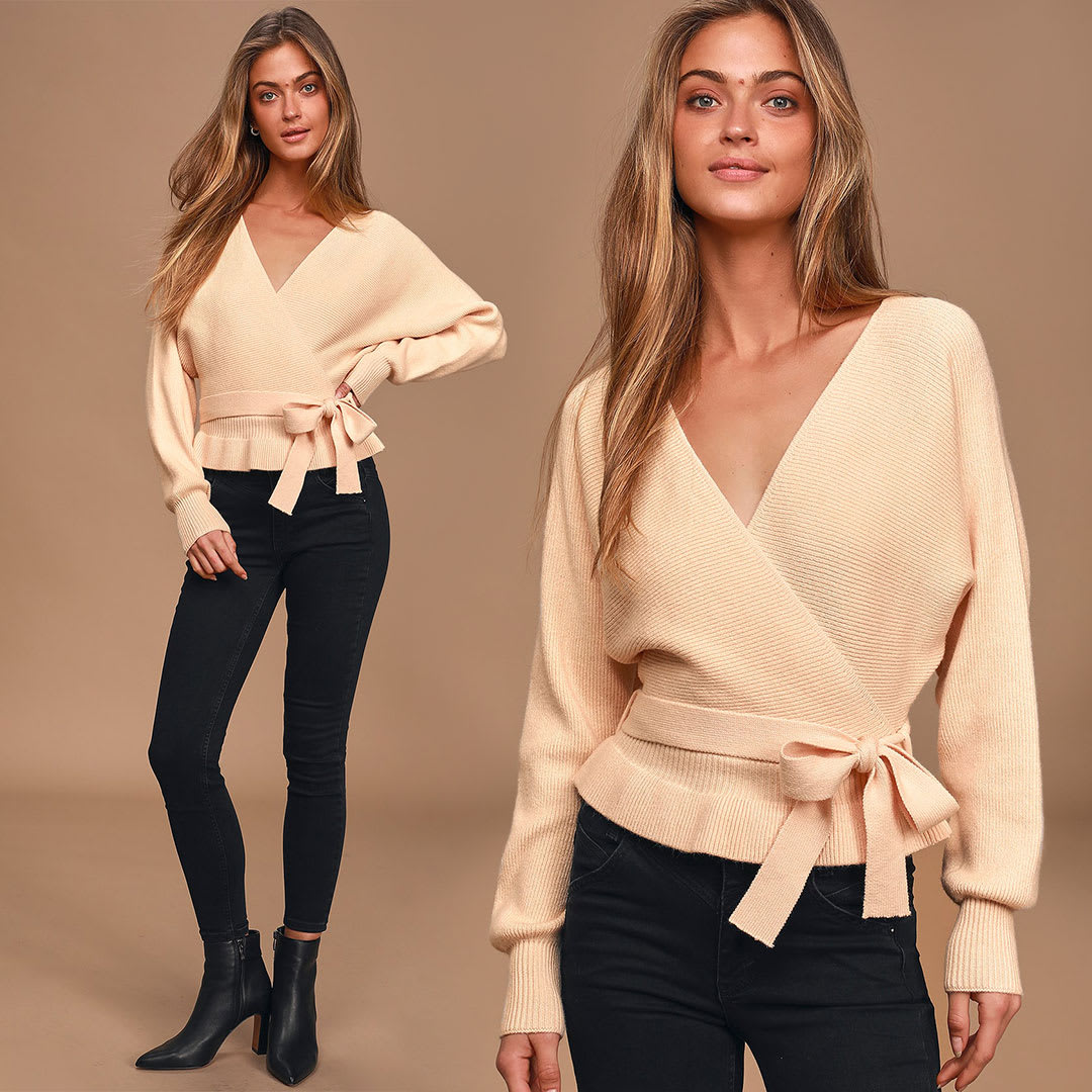 cream wrap sweater