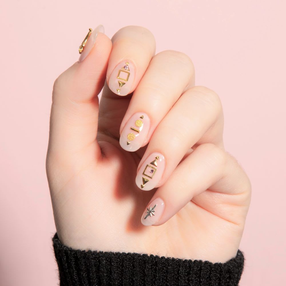 Simple Nails with Gold Embellishments