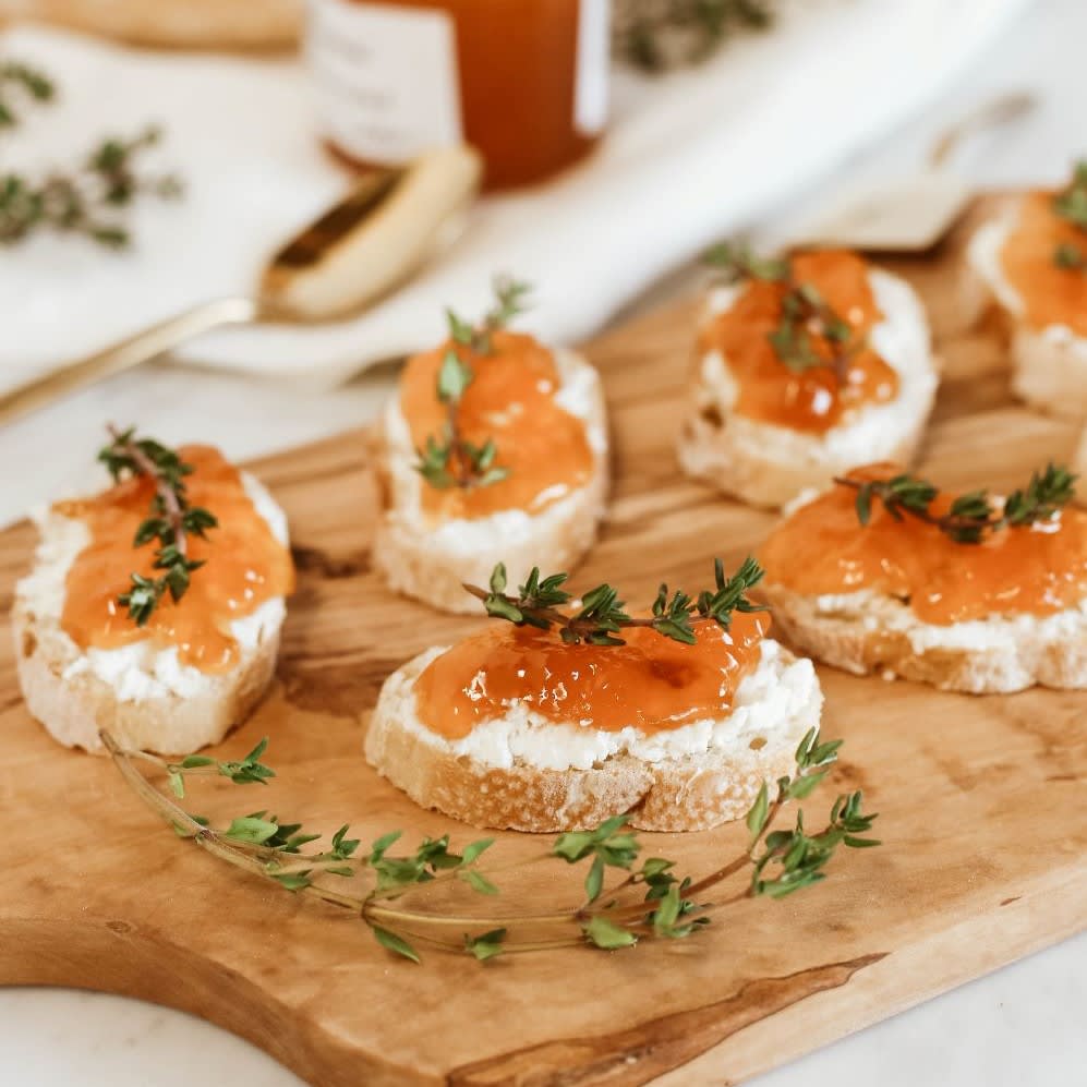 Goat Cheese Crostini Recipe Friendsgiving Food Idea Blog