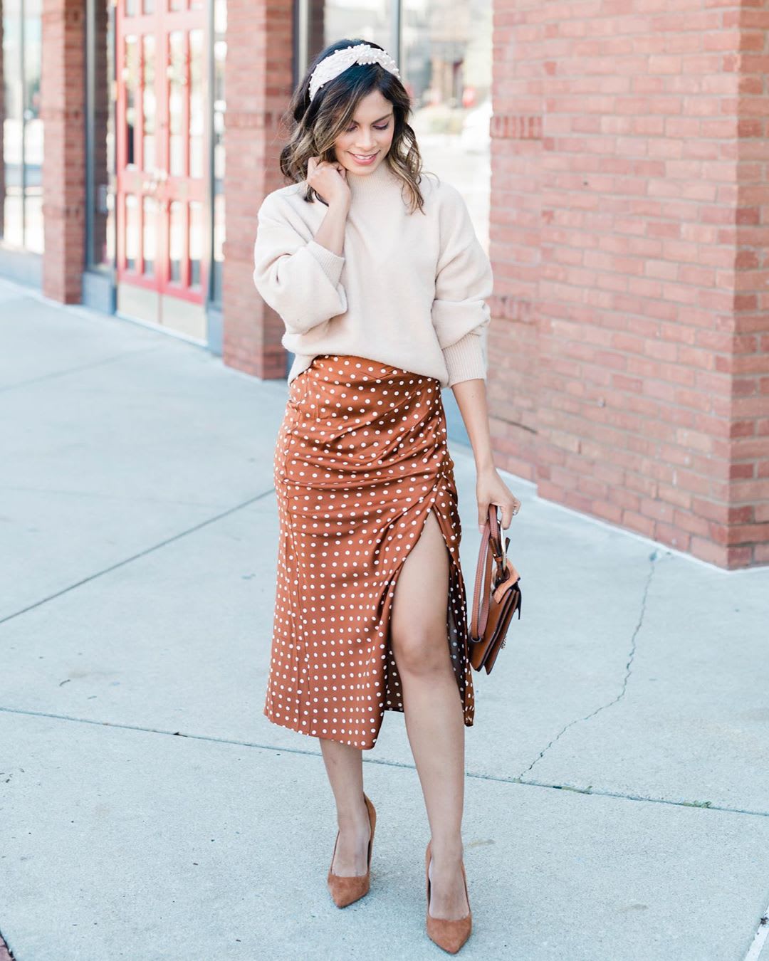 satin skirt outfit