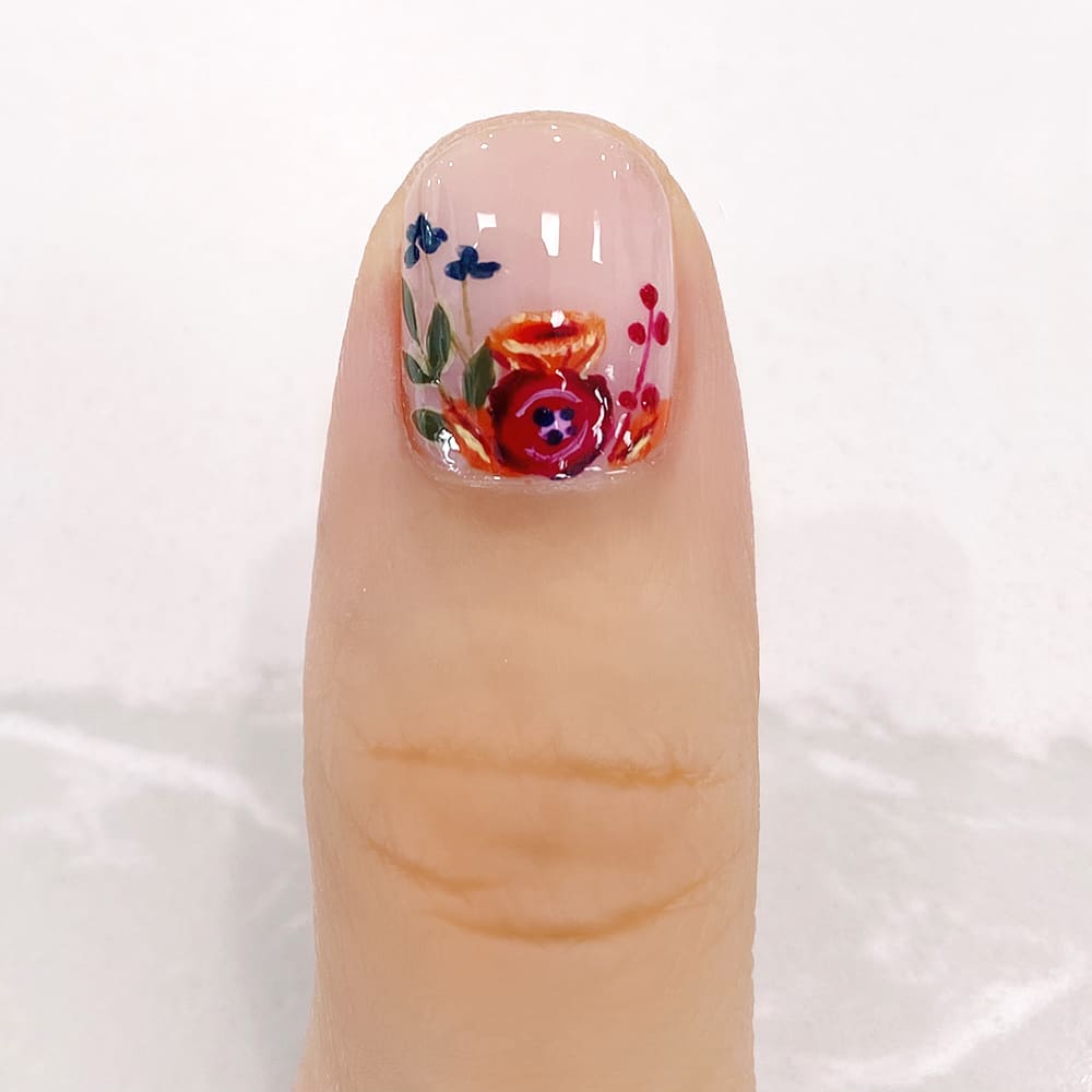 final step of floral nails tutorial