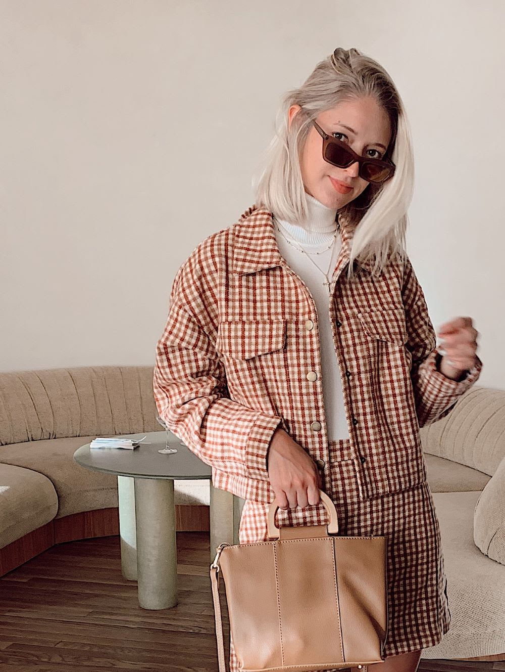 first job interview outfit with plaid set