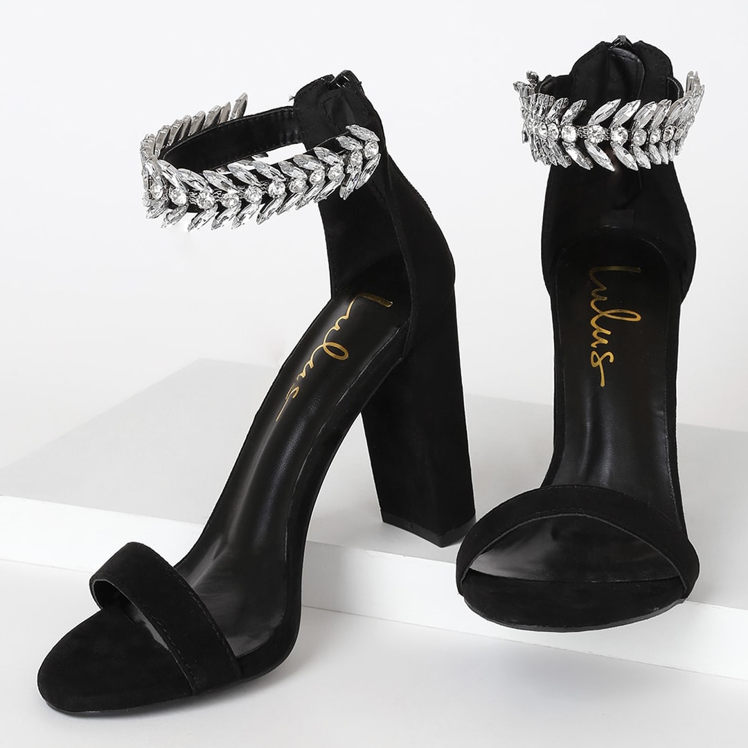 rhinestone ankle strap heels