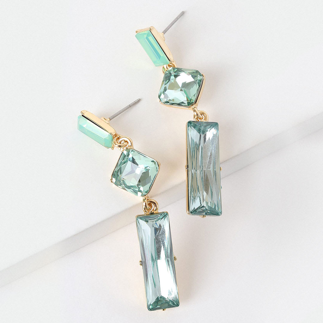 green rhinestone earrings