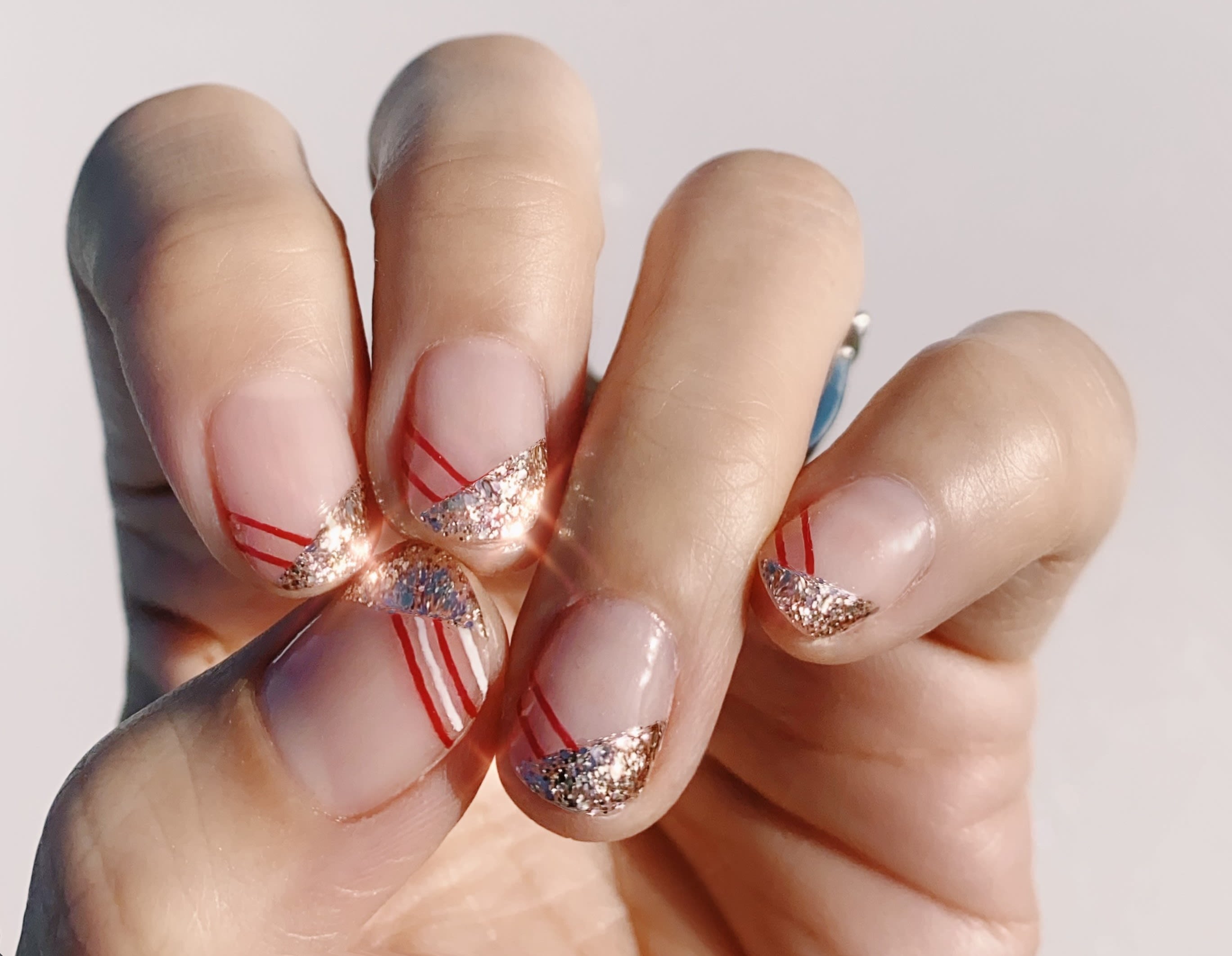 4. Sparkly Pink and White Candy Cane Nail Art Inspiration - wide 9