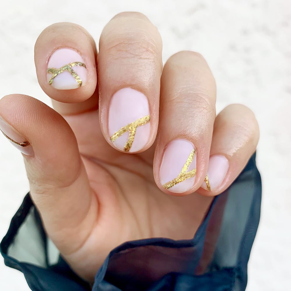 Glitter Nail Art: Neutral Nails With Gold Deco Lines -  Fashion  Blog