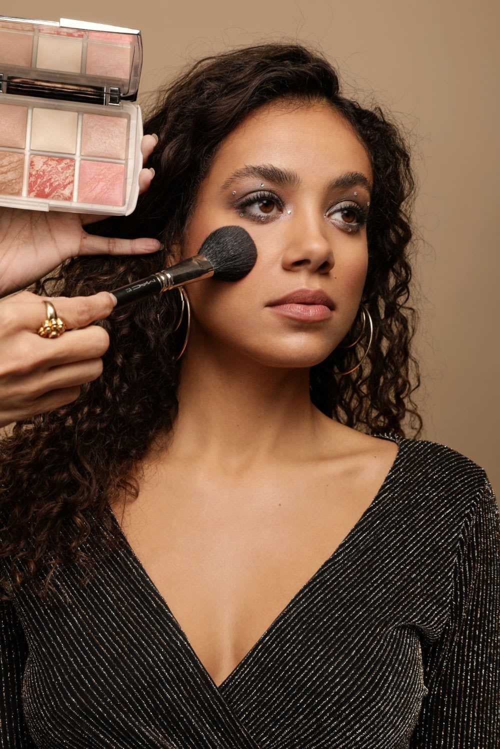 blush for New Year's Eve makeup: rhinestone eyes