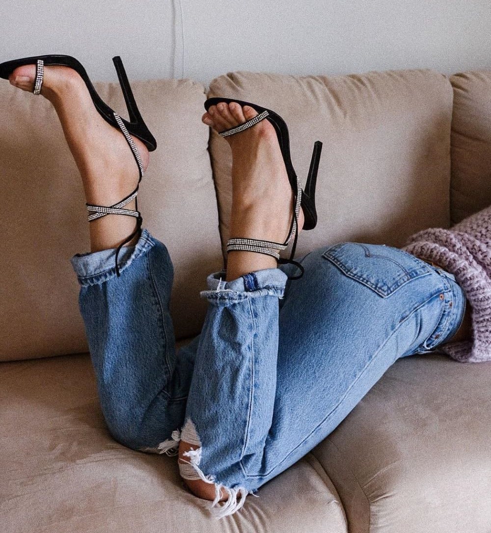 rhinestone shoes and jeans