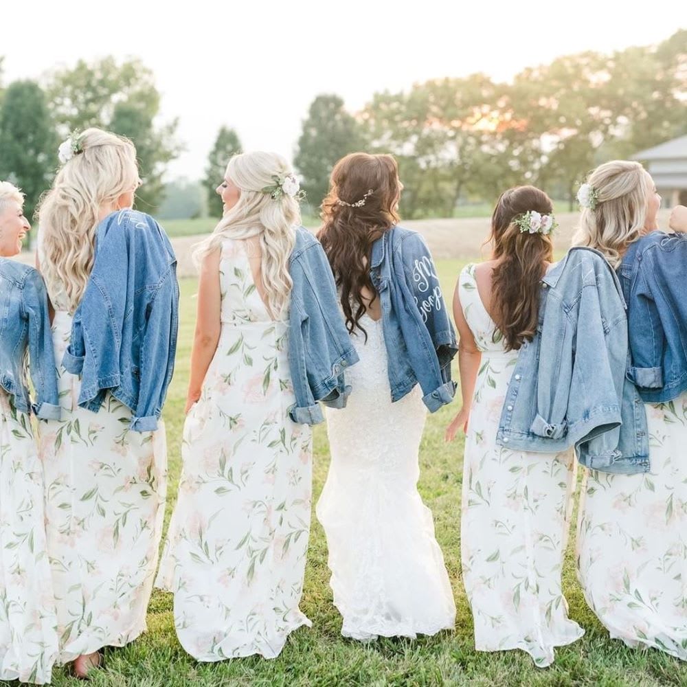 unique bridal style with denim jackets