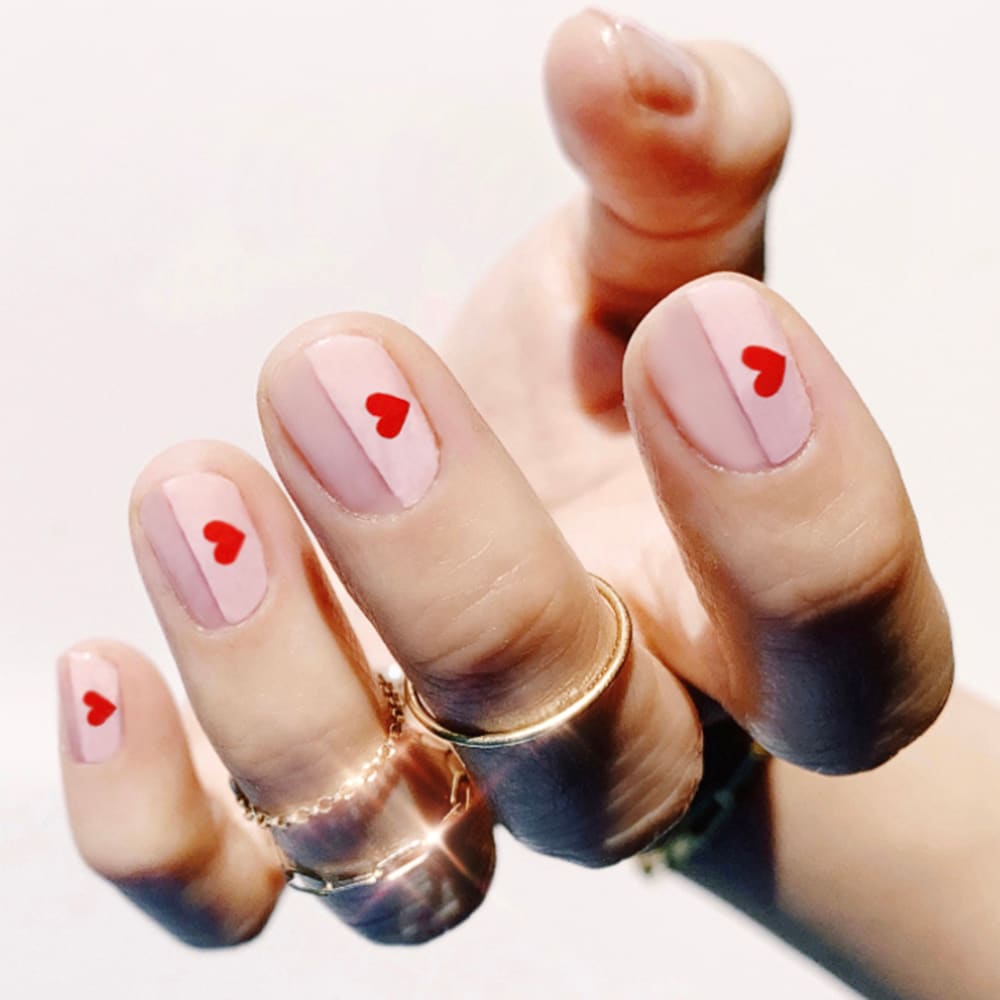 100 Best Valentine's Day Nails : Red and White Heart Nails 1 - Fab Mood |  Wedding Colours, Wedding Themes, Wedding colour palettes