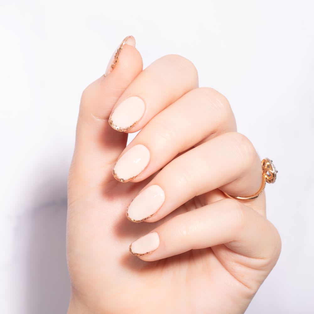 Pink And Gold Nail Designs: Bridal Nails With Glitter Border - Lulus.Com  Fashion Blog