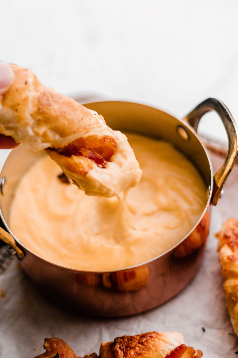 bacon puff pastry twists with cheese dip