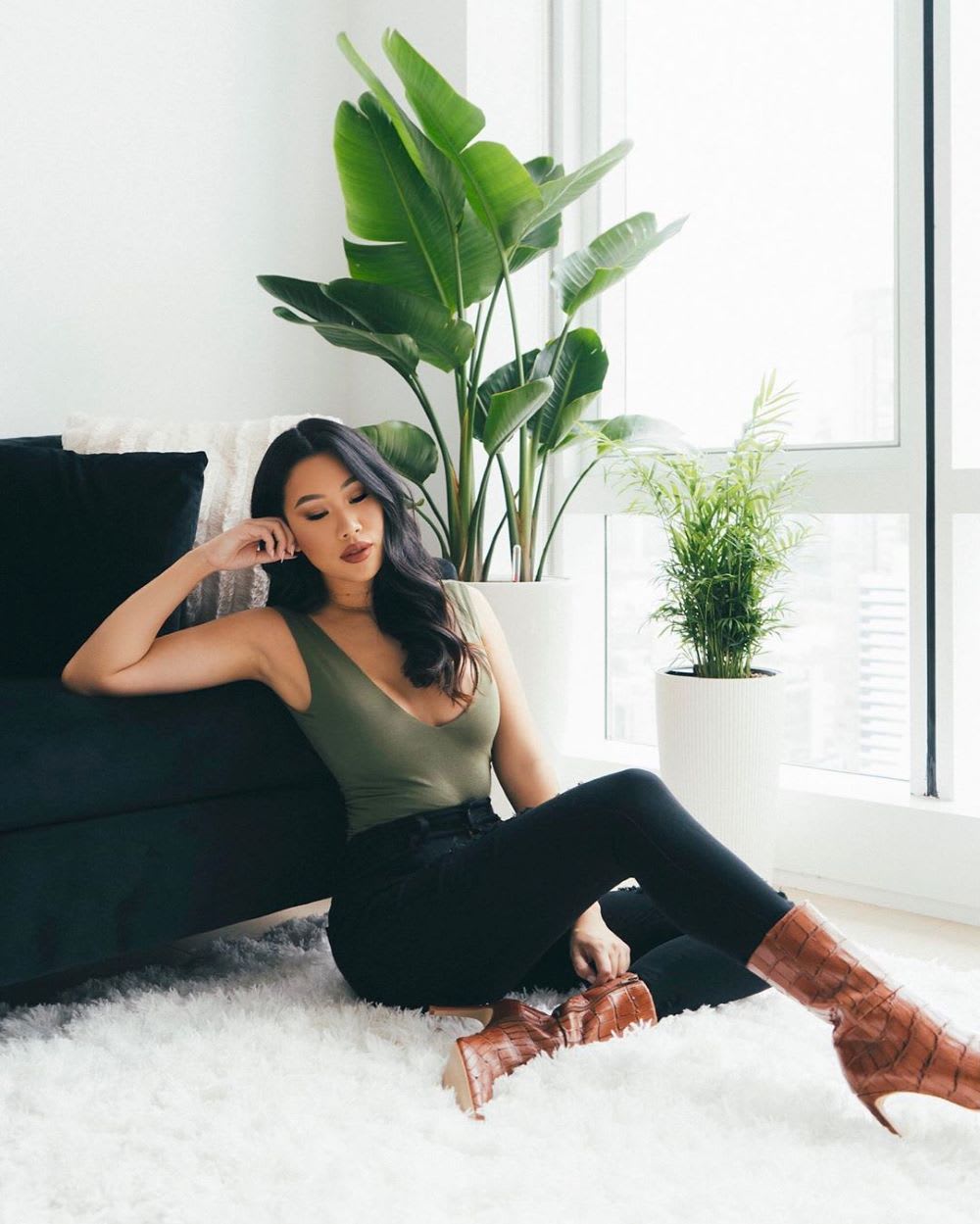 meditation tips woman on floor looking down