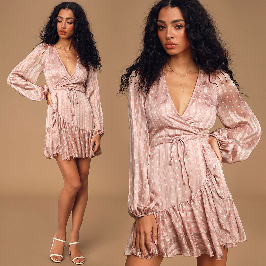 pale pink polka dot dress