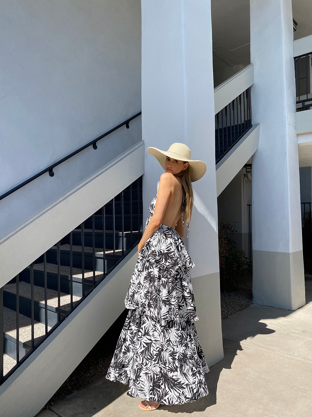 printed ruffled maxi dress for vacation