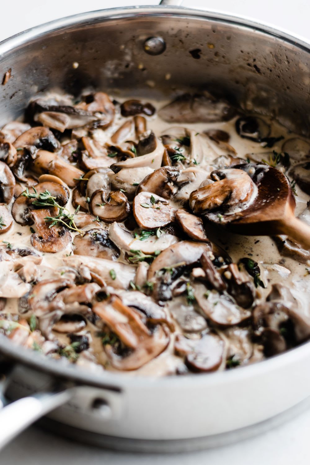 pan with mushrooms for pasta recipe