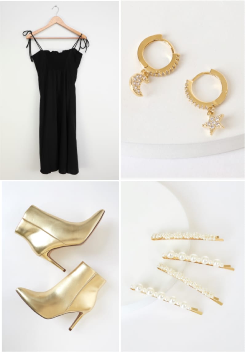 black slip dress valentines day outfit idea