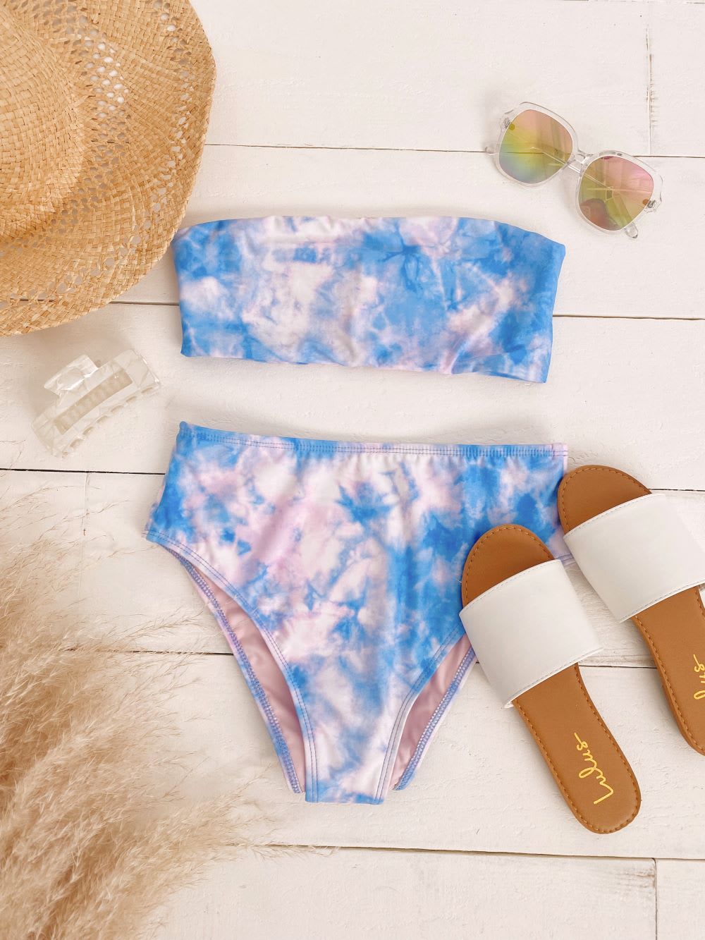 blue tie dye swimsuit