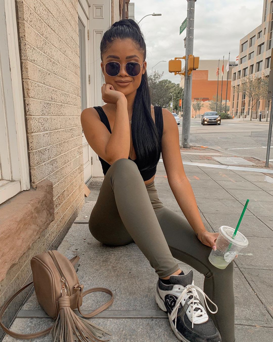 woman in leggings workout wear