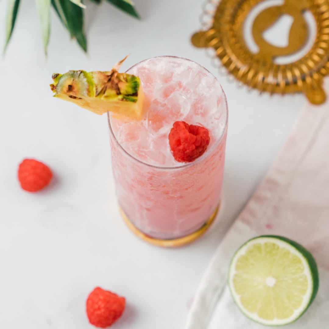 Creamy Tropical Raspberry Cocktail