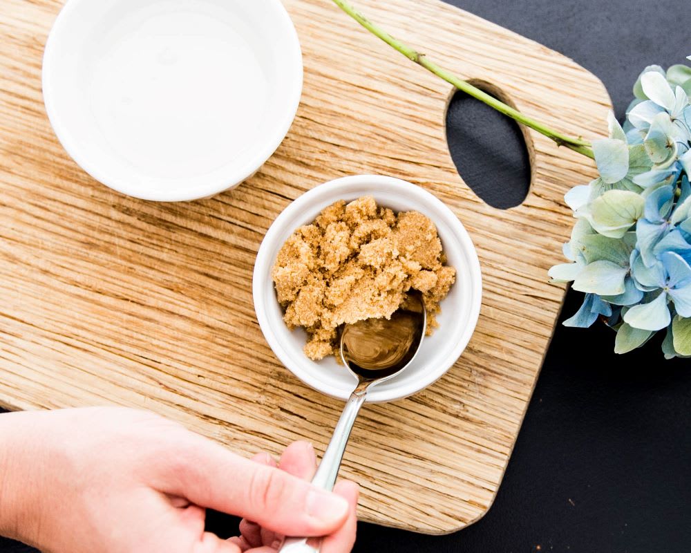DIY hair mask with coconut oil and brown sugar ingredients