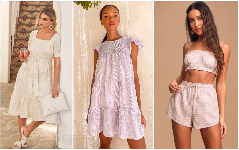 women wearing gingham clothing