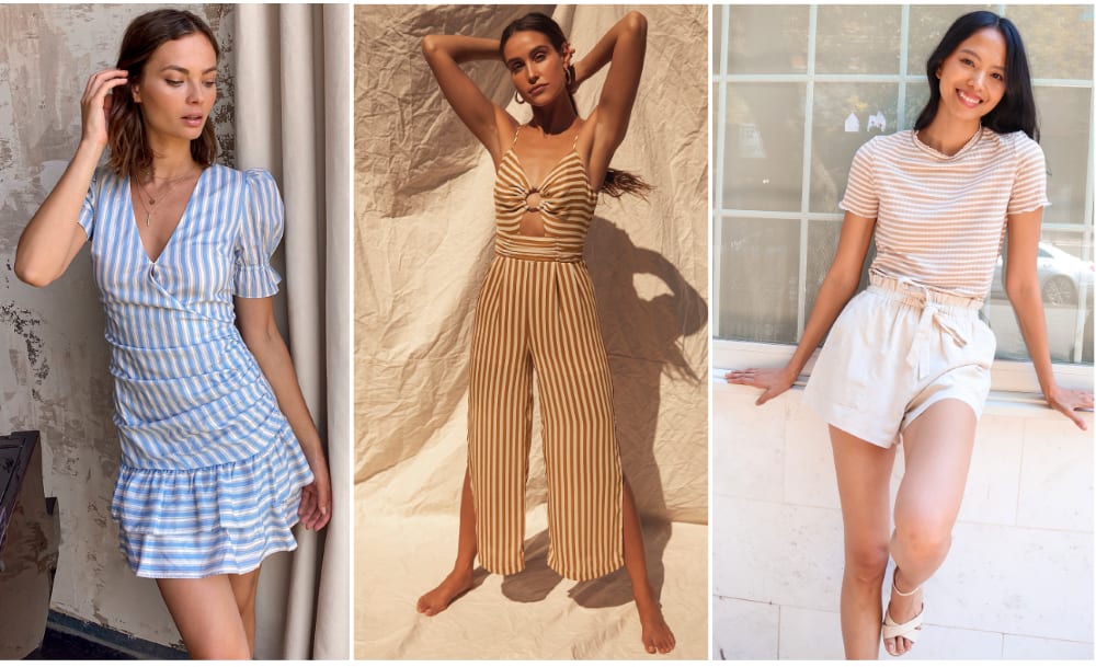women wearing striped clothing