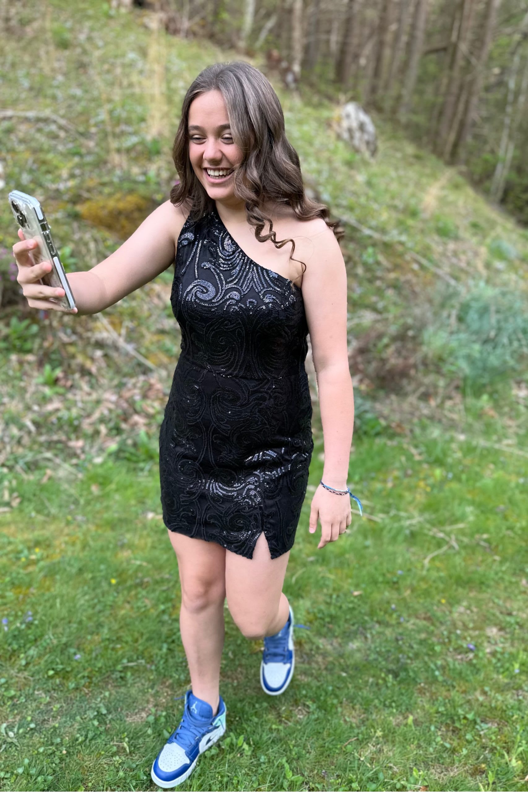 sequin dress with sneakers
