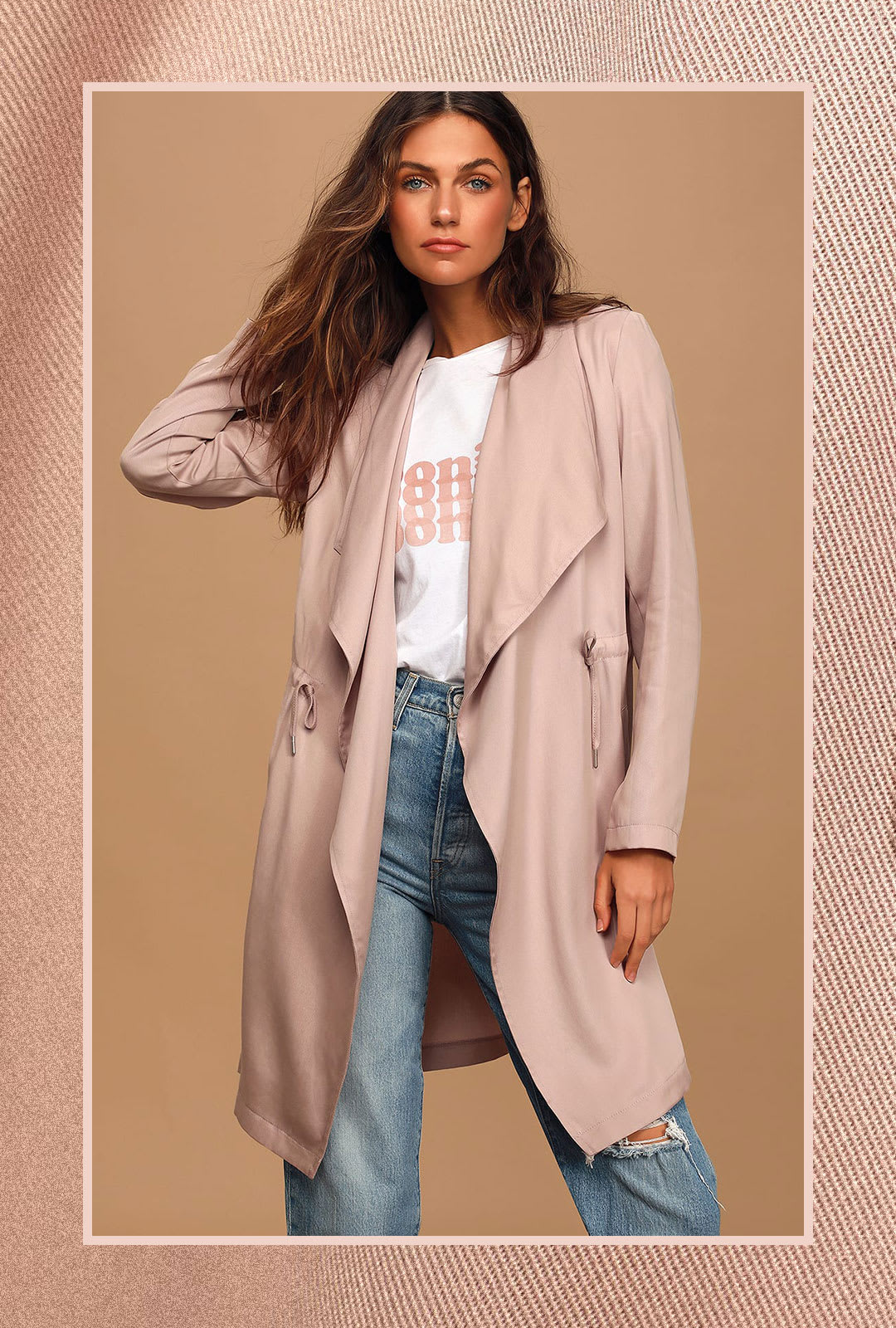 drapey pink lightweight trench 