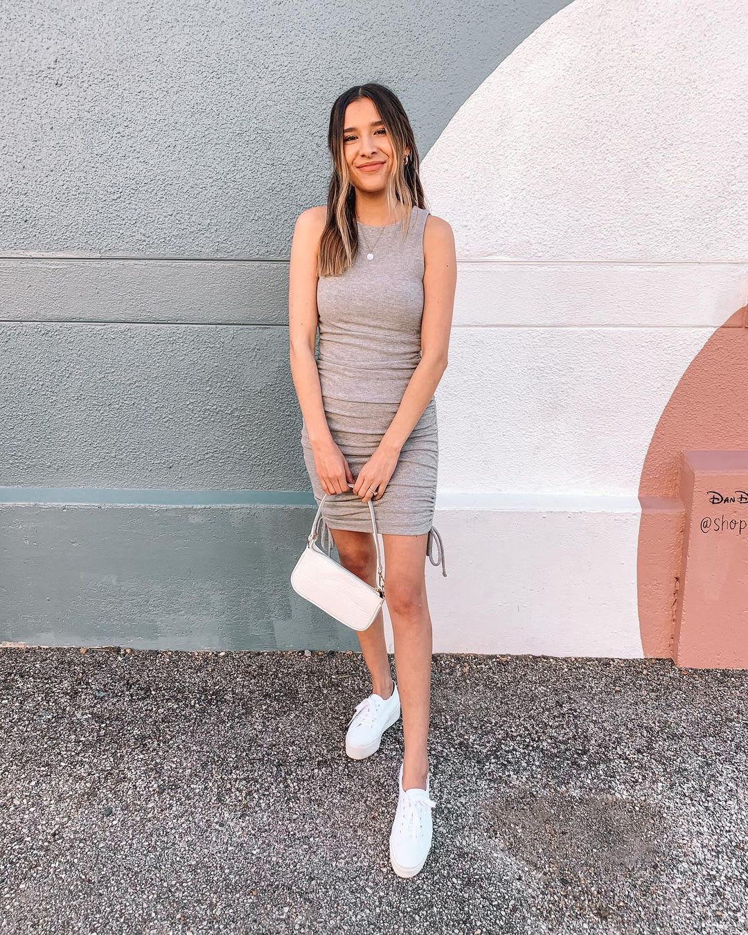dress and sneakers