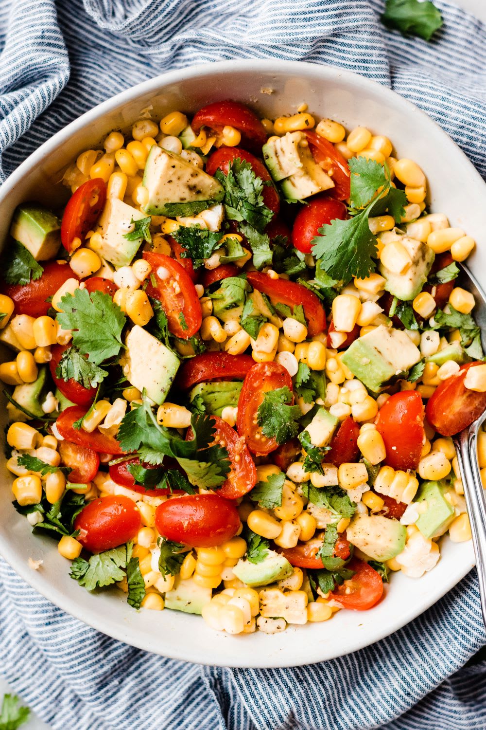 closeup of corn salad recipe