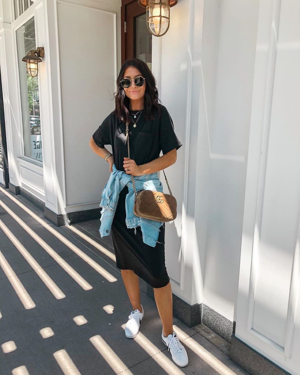 oversized t shirt and sneakers day shirt dress