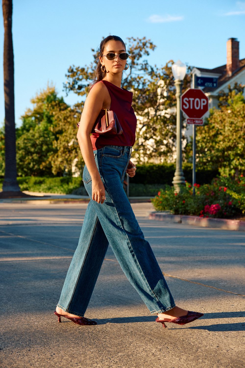 burgundy satin cami
