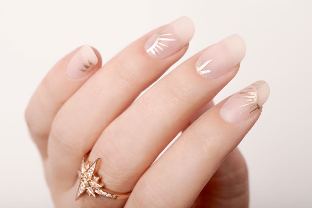 1. Nude and Gold Ombre Nails - wide 7
