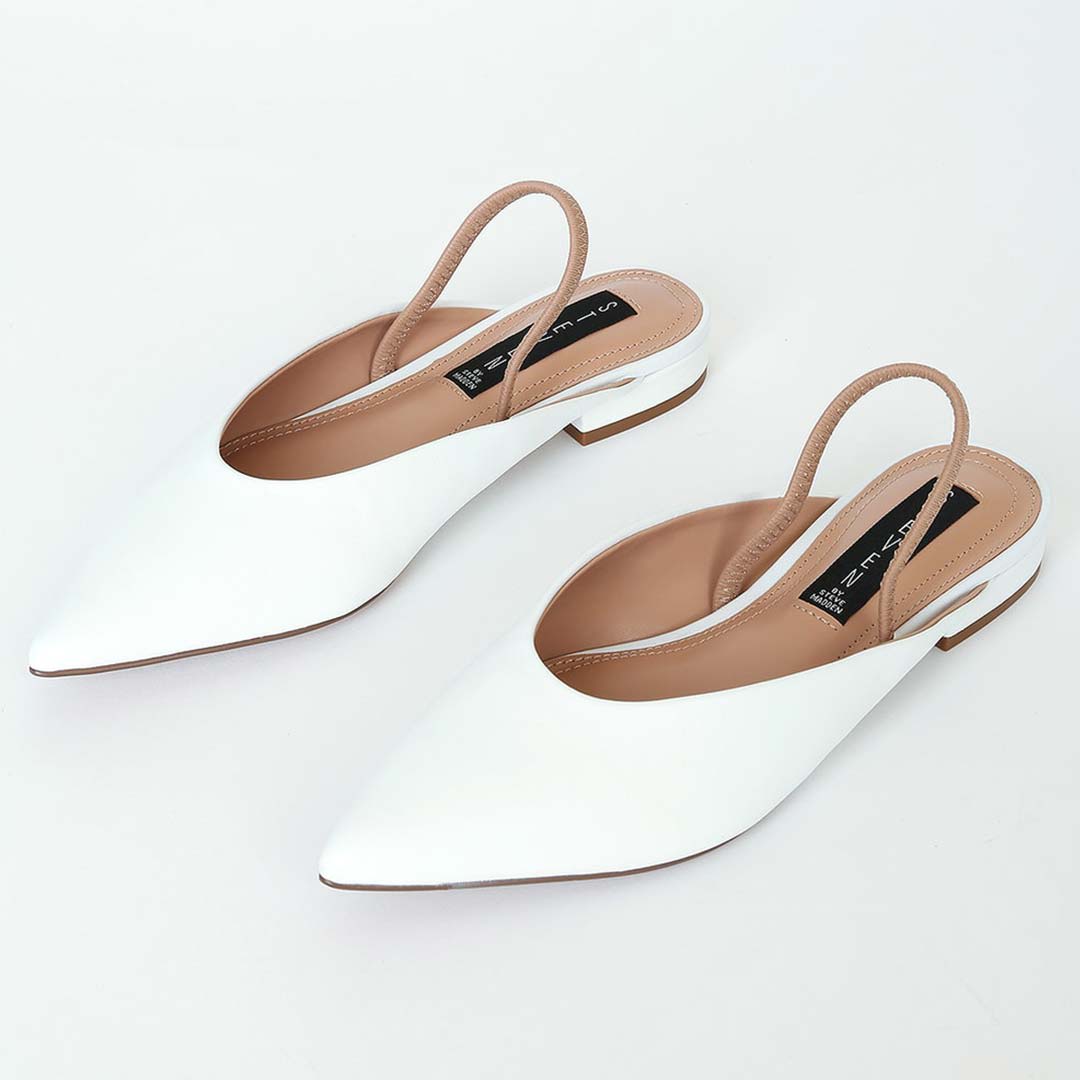 white slingback flat shoes