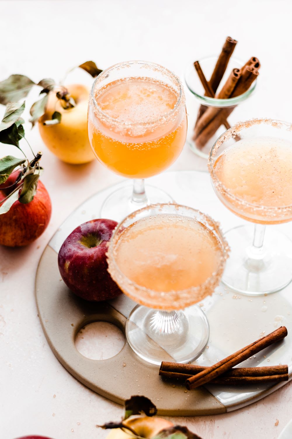 apple cider cocktails in glasses 