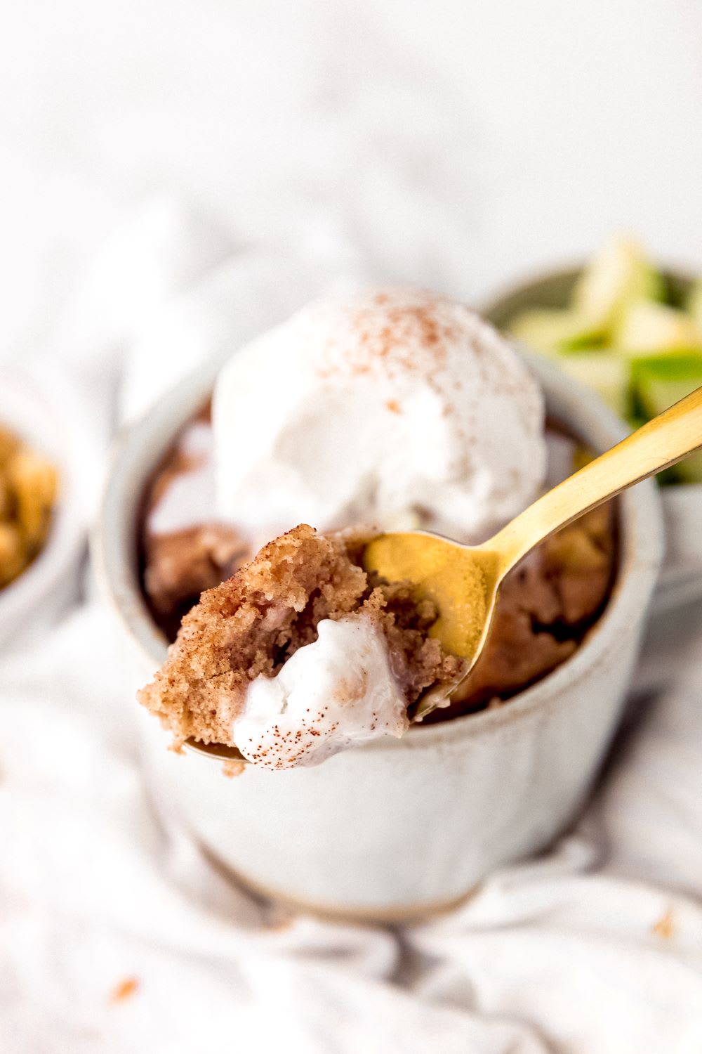 apple spice cake in a mug