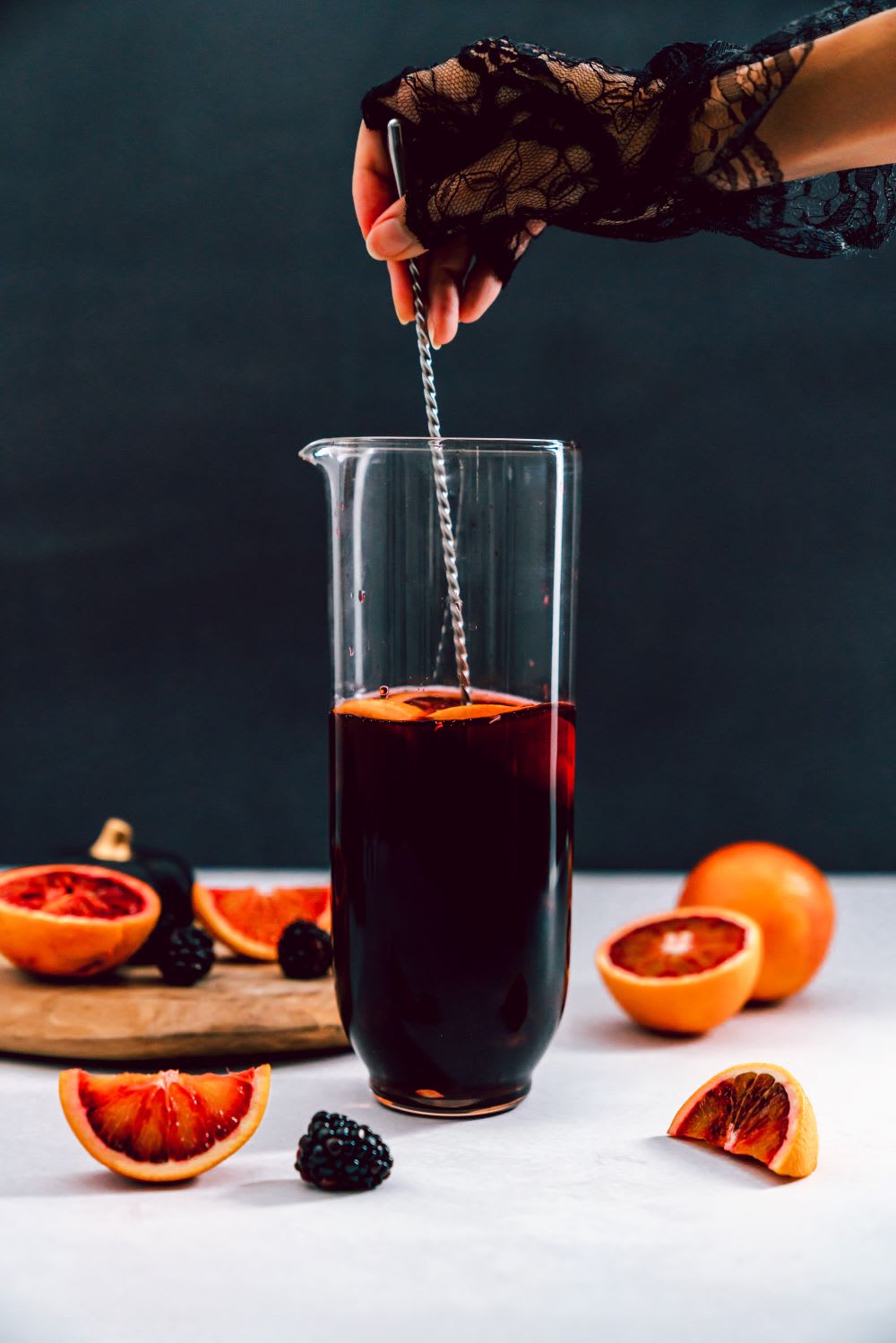 stirring sangria for halloween 