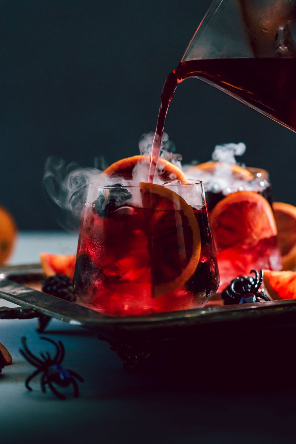 halloween sangria with blood orange and blackberries
