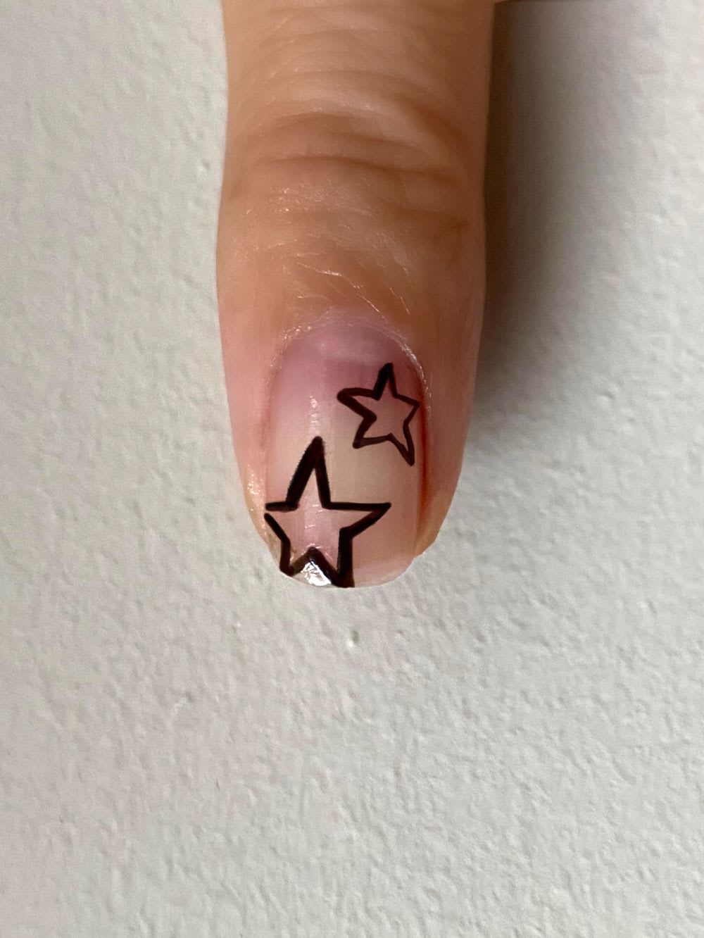 stars outline on nude nail