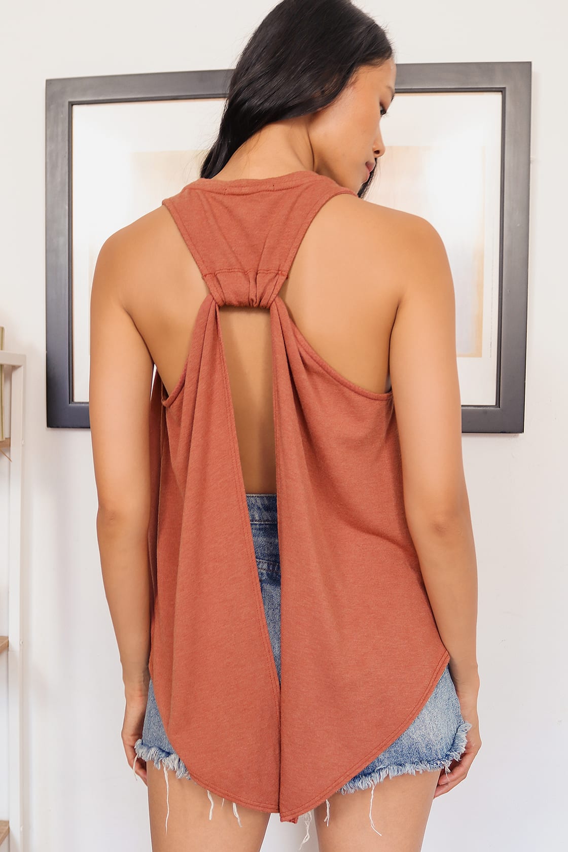 rusty rose open back tank for fitness gear
