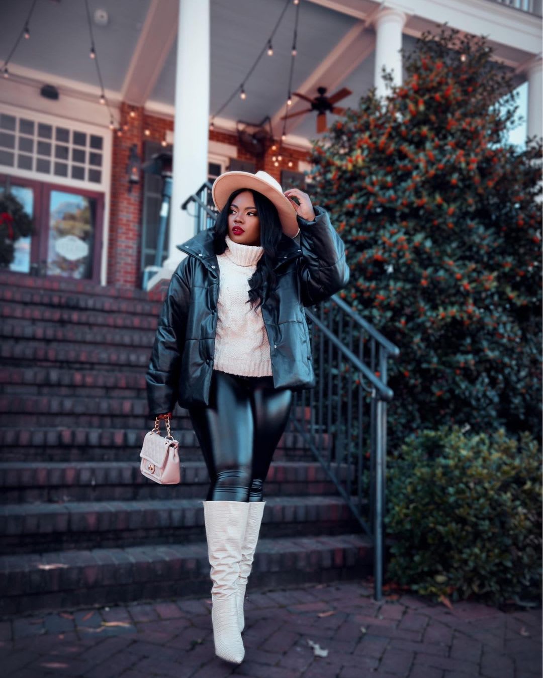 winter outfits with leggings and boots