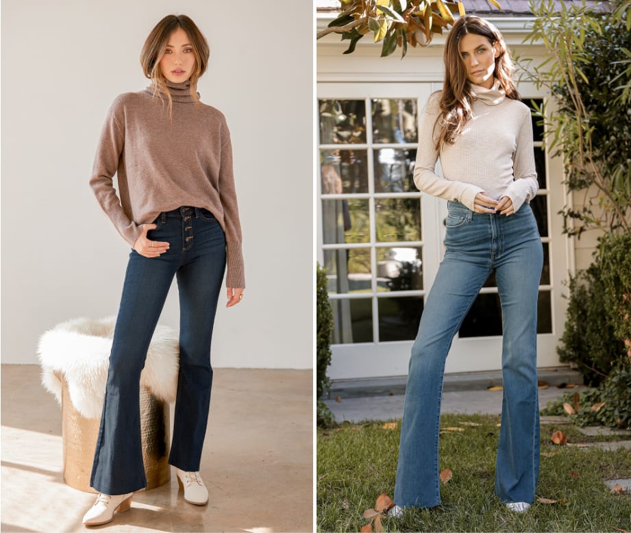 high rise flare jeans