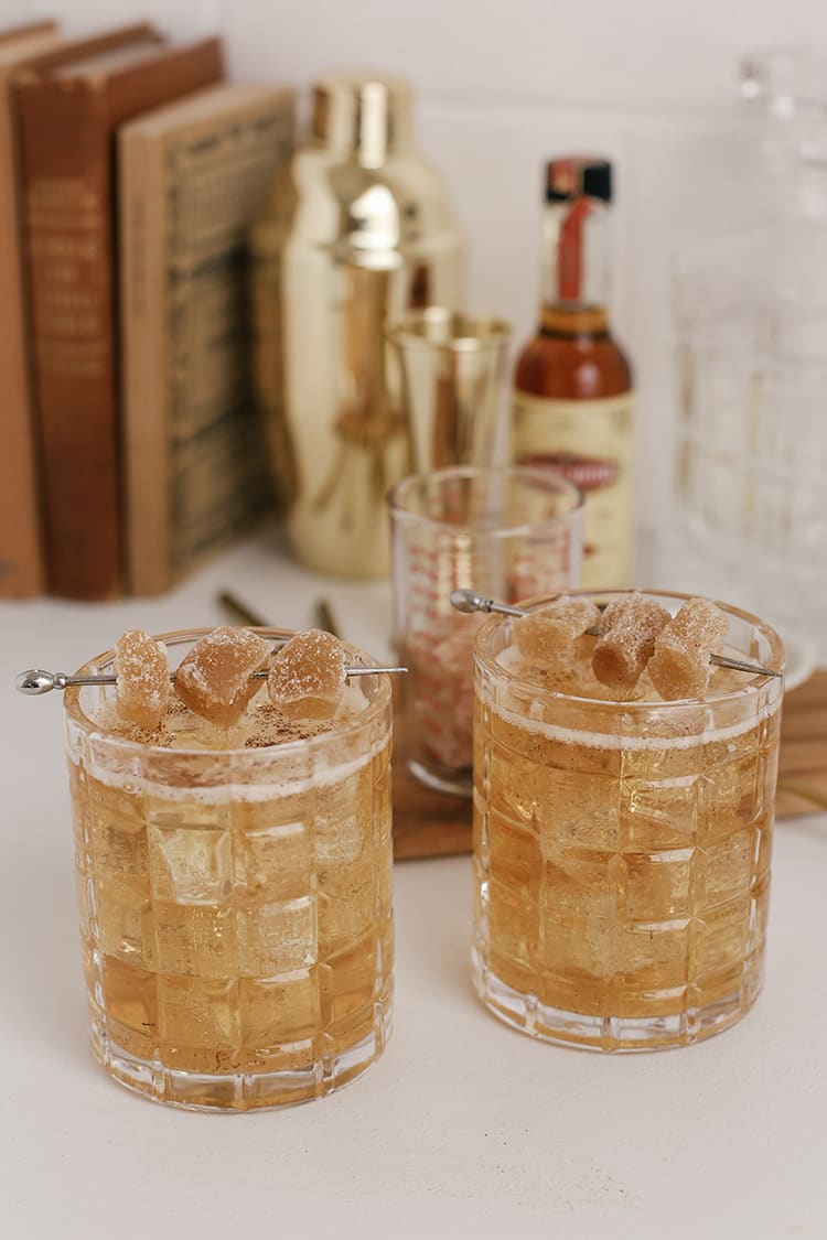 ginger smash cocktails in glasses or zoom happy hour