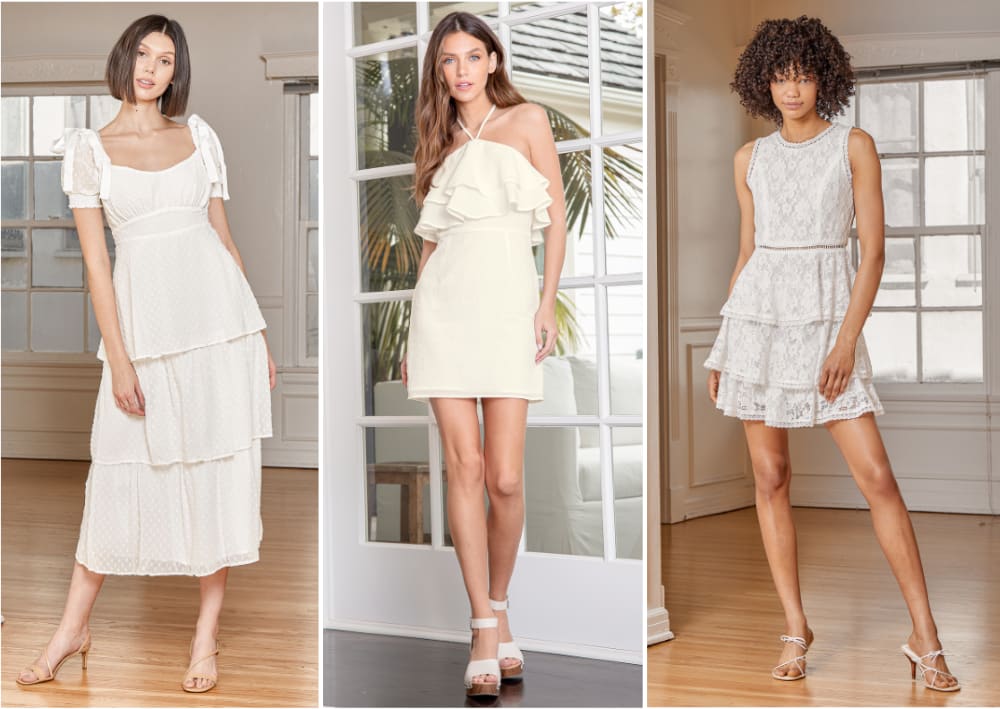 white bridal shower dress