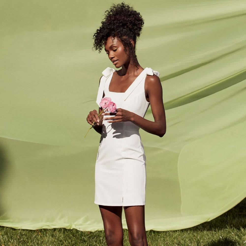 white tie strap mini dress